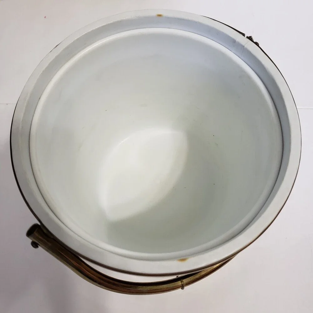 Ice Bucket Gold-toned Handle Acrylic Lid 8 x 8 Inches Round Unbranded Vintage